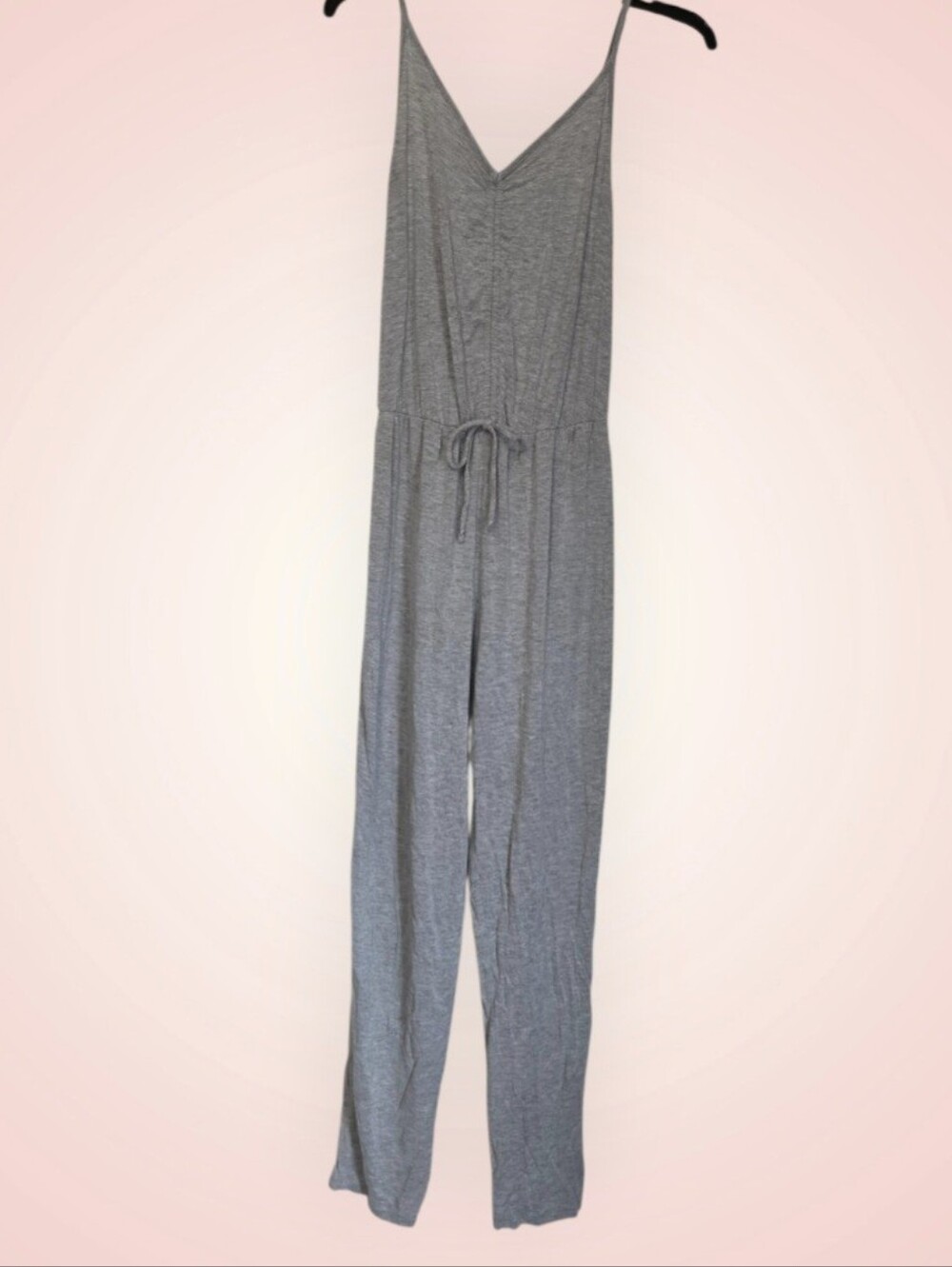 🩶 Rolla Coster Gray V-Neck Spaghetti-Strap Knit Jumpsuit